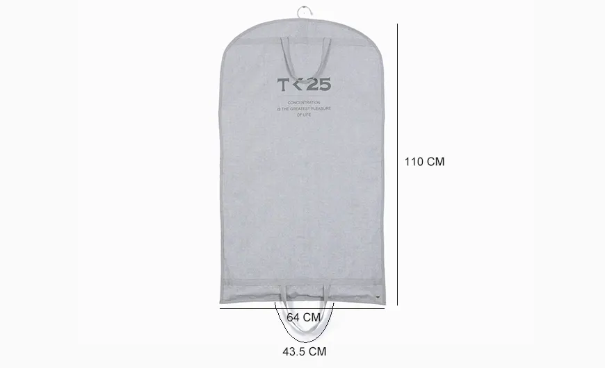 Grey Cotton Garment Cover Bag Dimension Size