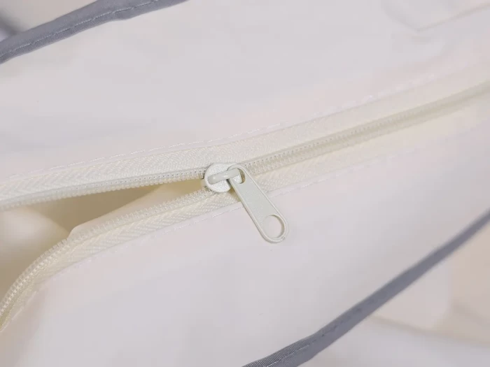 Milky PEVA Garment Bag Zipper Detail