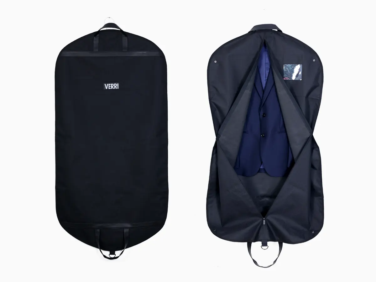 Luxury 600D Garment Suit Cover Bag with Leather Logo