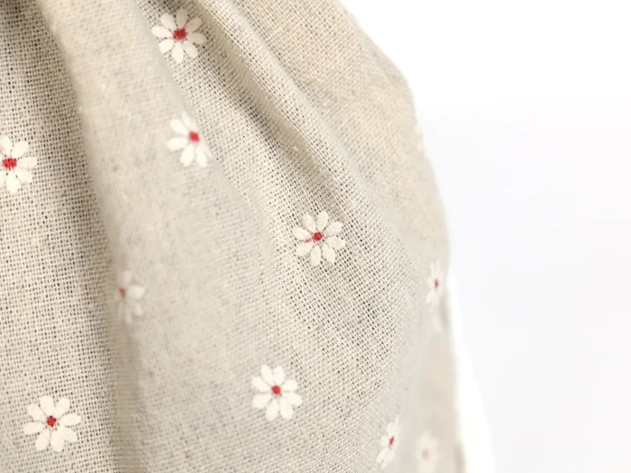 Drawstring Linen Bag with Plastisol Screen Print Flowers