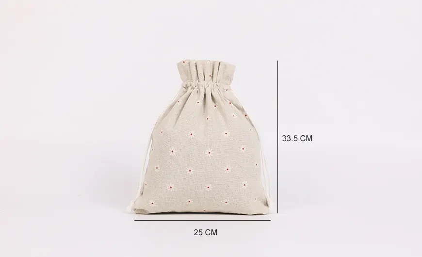 Drawstring Linen Bag for Jewelry Size