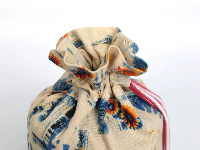 Natural Jute Cotton Drawstring Bag Close Detail