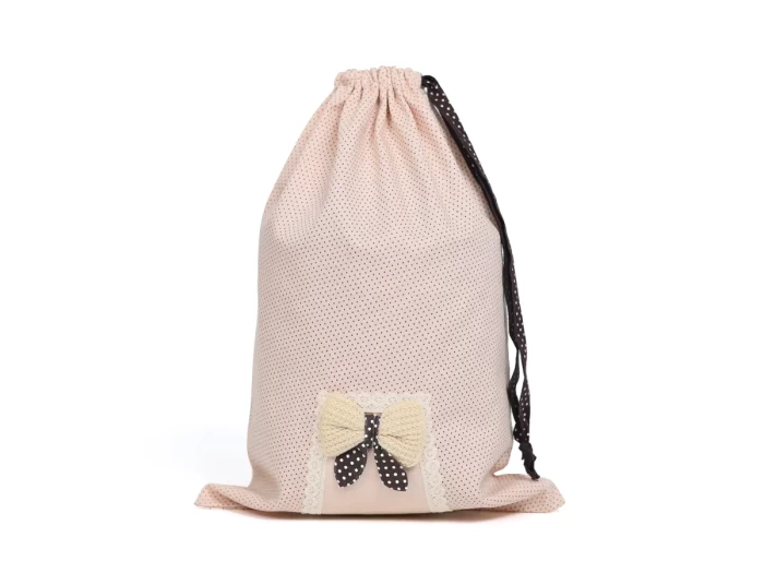 Brown Bouncy Nylon Cotton Drawstring Bag for Underwear