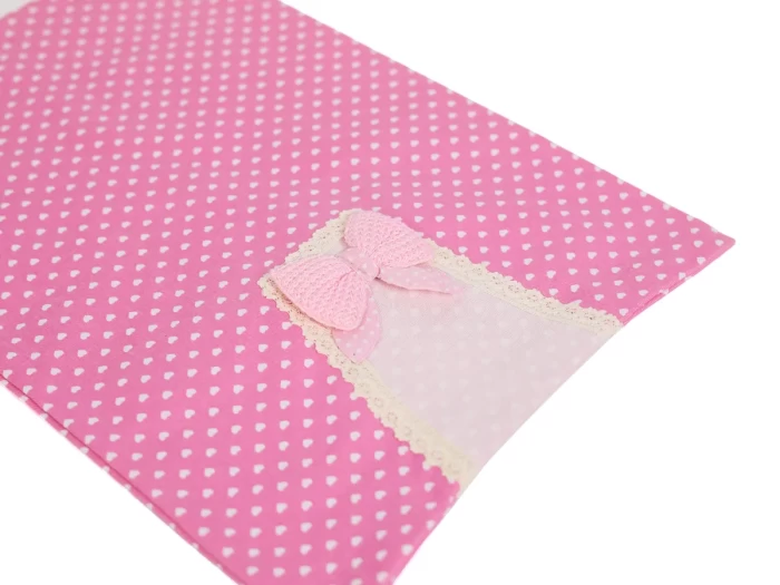 Pink Bouncy Nylon Cotton Drawstring Bag Fold