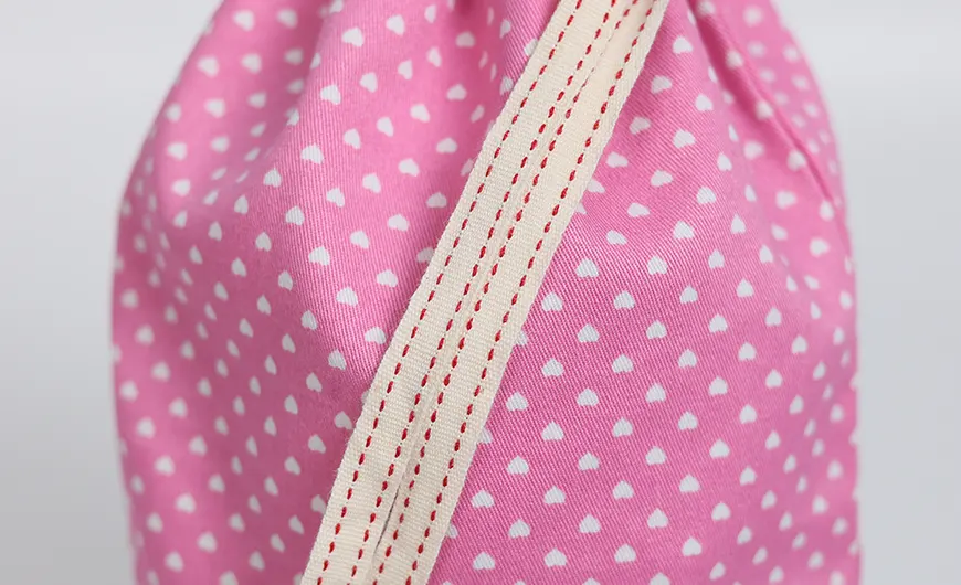 Pink Bouncy Nylon Cotton Bag Drawstring Cord