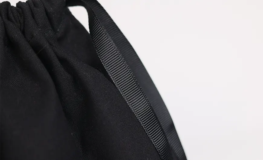 Luxury Cotton Bag Drawstring of Black Ribbon