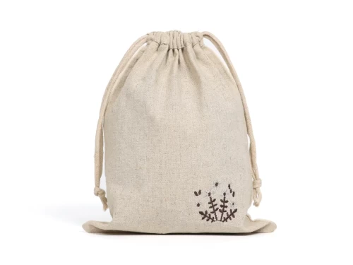 Drawstring Jute Cotton Bag with Embroidery Logo