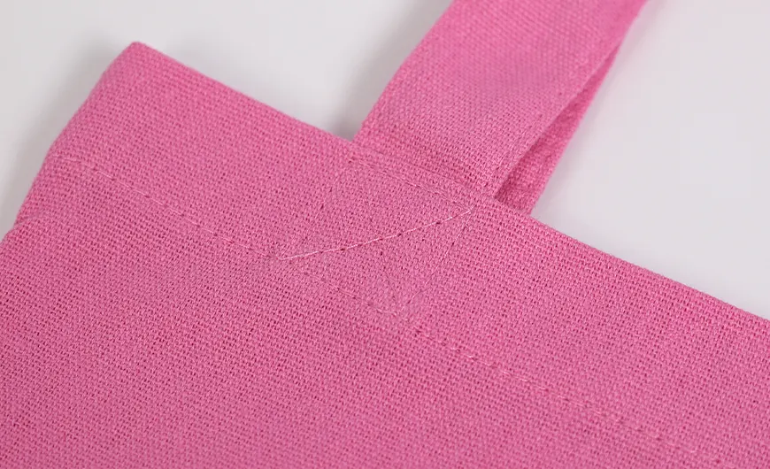 Pink Cotton Bag Sewing Handle Detail