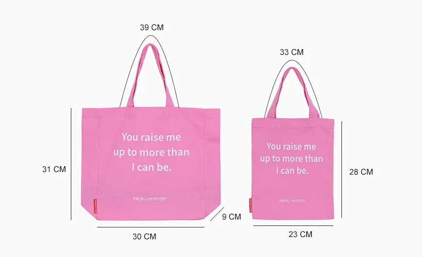 Pink Cotton Bag Each Size
