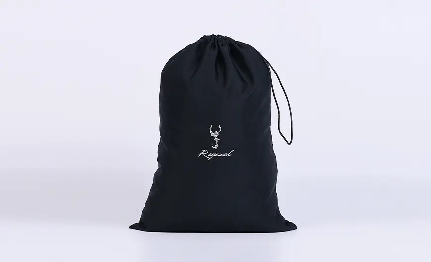 Silk Cotton Drawstring Bag with Embroidery Logo