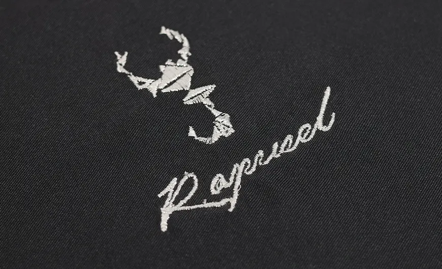 Silk Cotton Drawstring Bag Embroidery Logo Detail