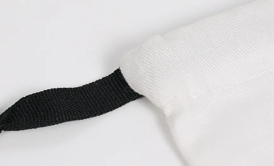 White Cotton Drawstring Bag Ribbon Detail