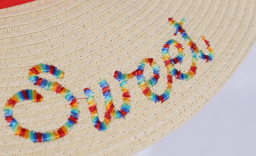 Beach Straw Hat with Embroidery Logo Detail