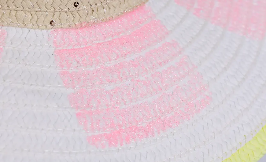 Beach Straw Hat with Pearl Print Detail