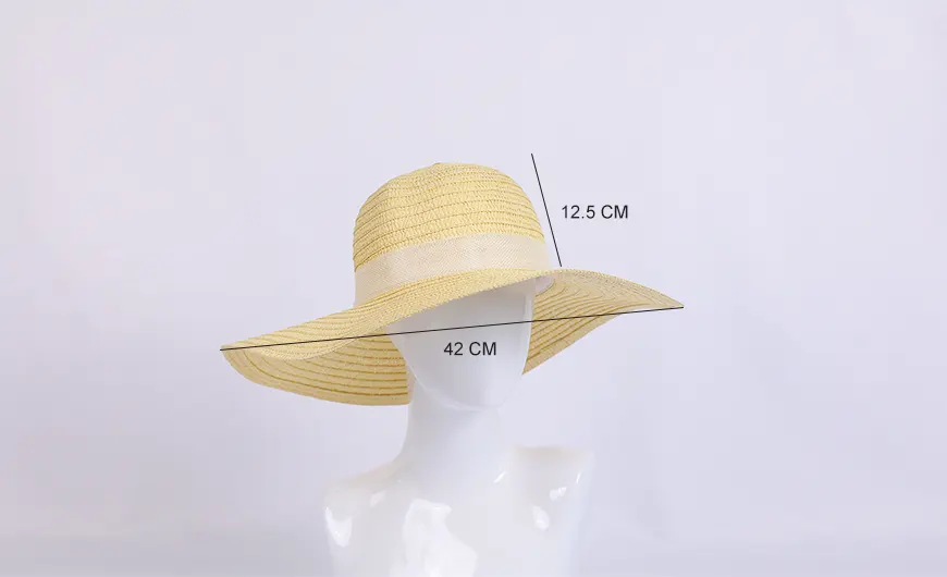 Foldable Roll Up Beach Straw Hat Size