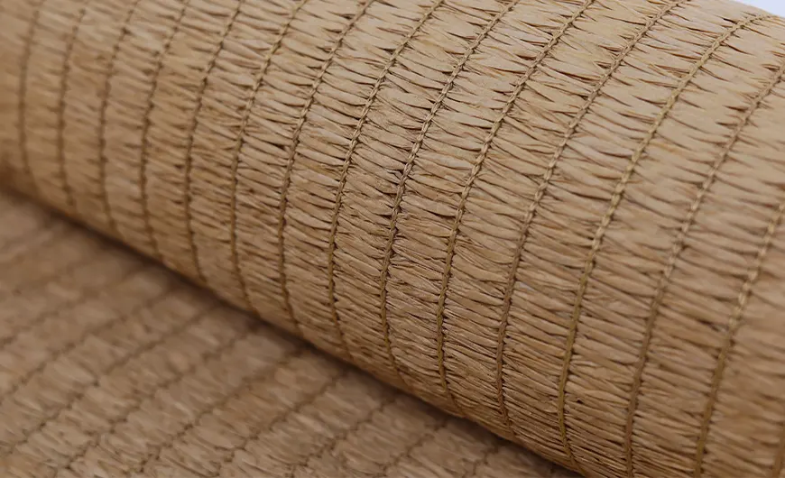Stripe Woven Paper Straw Carpets Roll Up