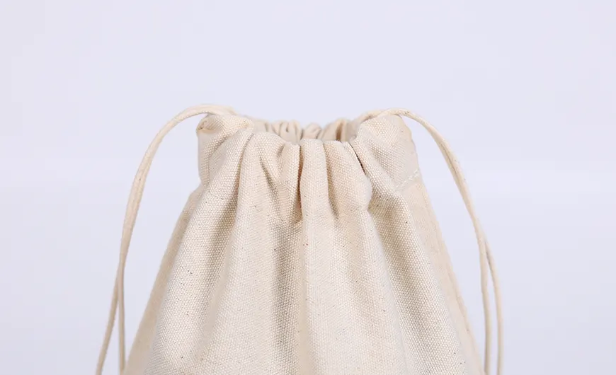 Recycled Cotton Drawstring Bag Close Detail