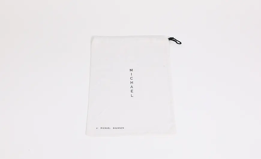 Pearl Color Cotton Flannel Drawstring Bag Display