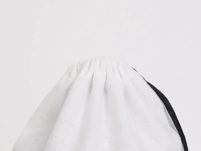 Pearl Color Cotton Flannel Drawstring Bag Close Detail