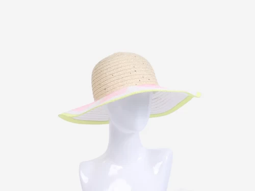 Embroider Bead Piece Beach Straw Hat with Pearl Print