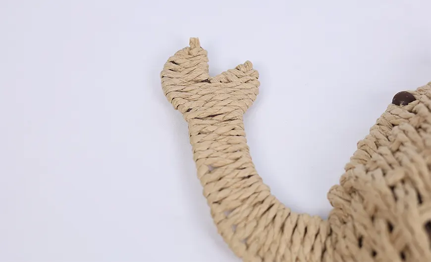 Handmade Woven Paper Straw Animals Hand Details