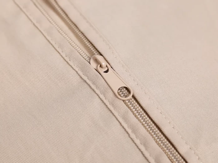 Luxury Cream Cotton Garment Cover Bag Zipper Detail