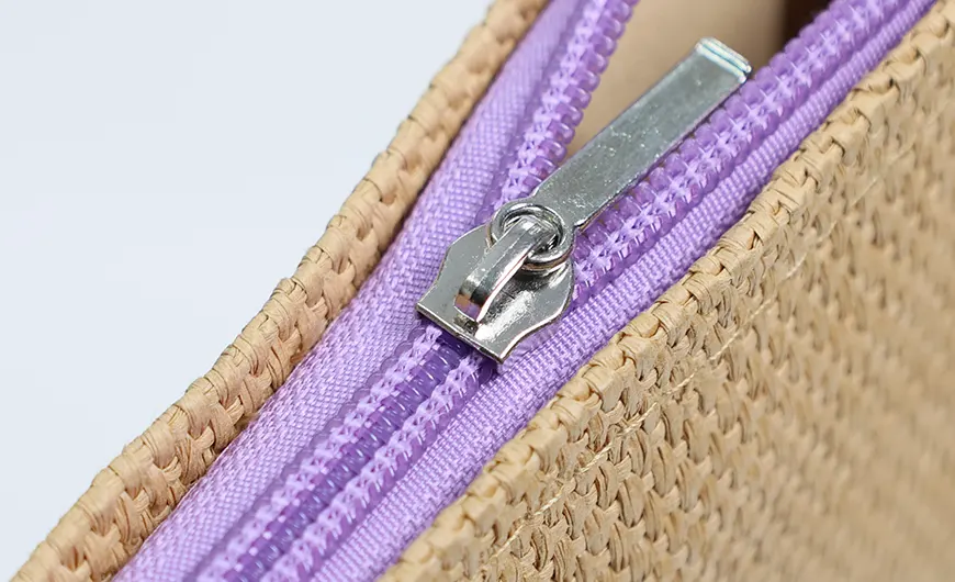 Paper Straw Pouch Bags Zipper Detail