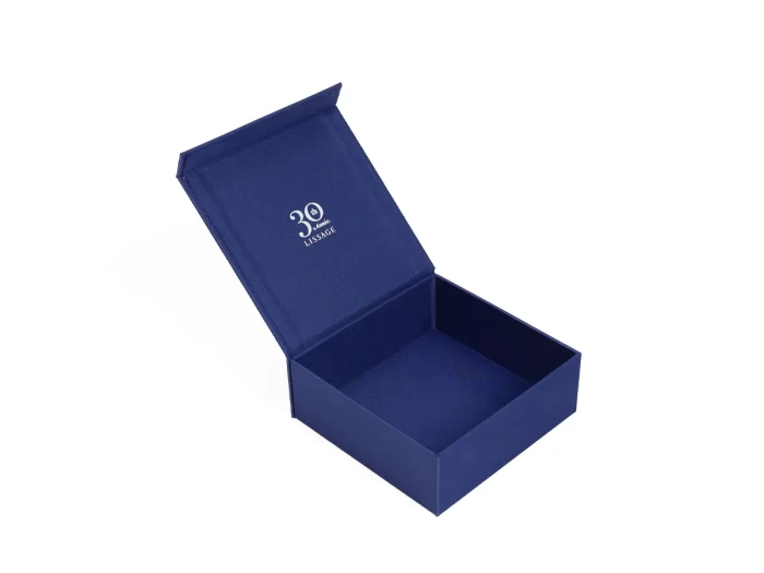 Luxury Blue Binding Cloth Skin Care Boxes Open Closure