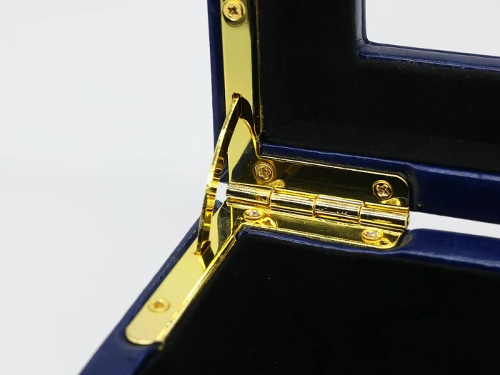 Small Luxury Blue Leather Box Metal Hinge