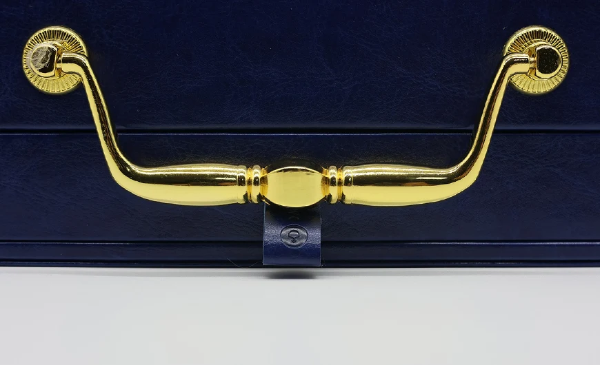 Small Luxury Blue Leather Box Metal Handle