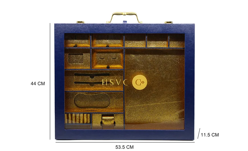 Large Luxury Blue Leather Box Three Dimension