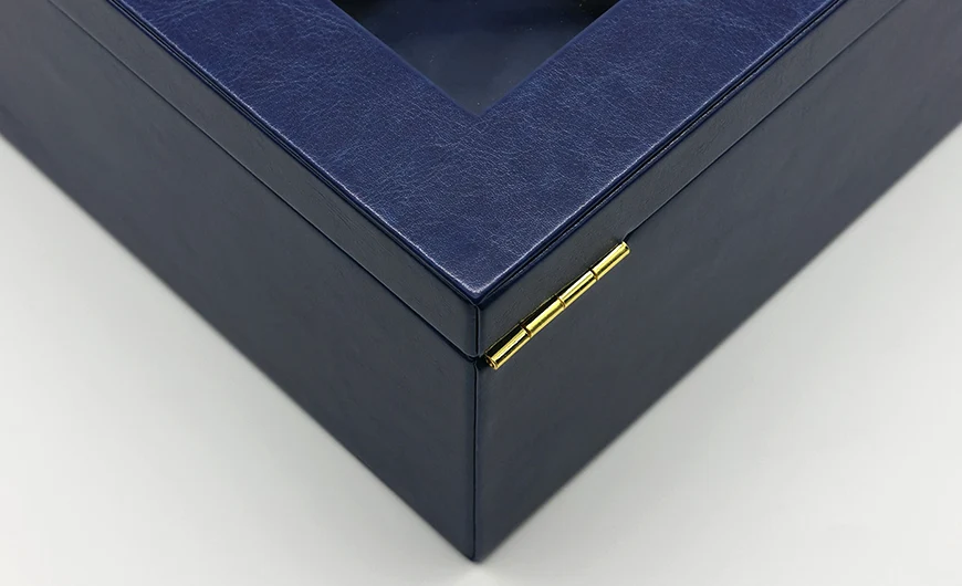 Medium Luxury Blue Leather Box Metal Hinge