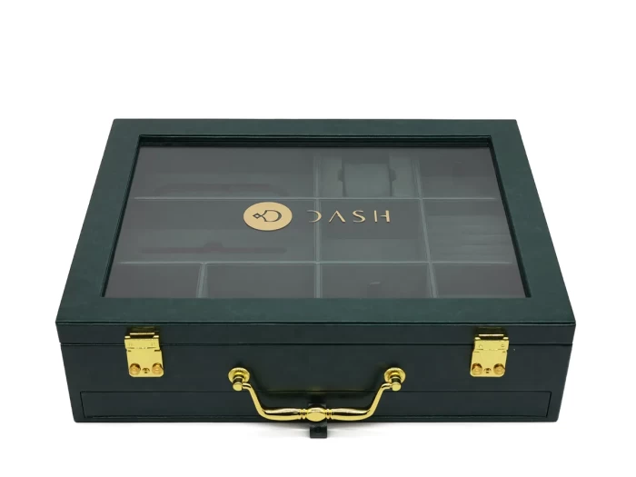 Medium Luxury Viridian Leather Box with Suede for Accessories
