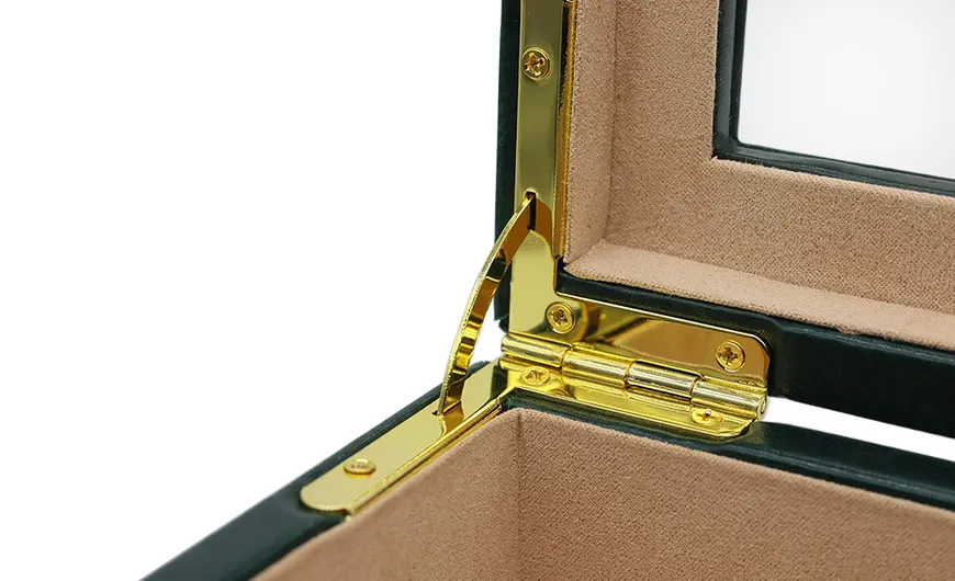 Small Luxury Viridian Leather Box Metal Handle