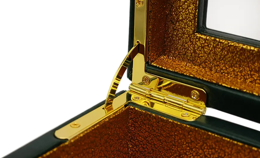 Small Luxury Viridian Leather Box Metal Hinge