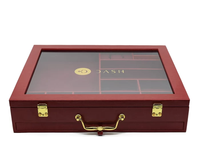 Large Luxury Red Leather Box with Suede for Accessories