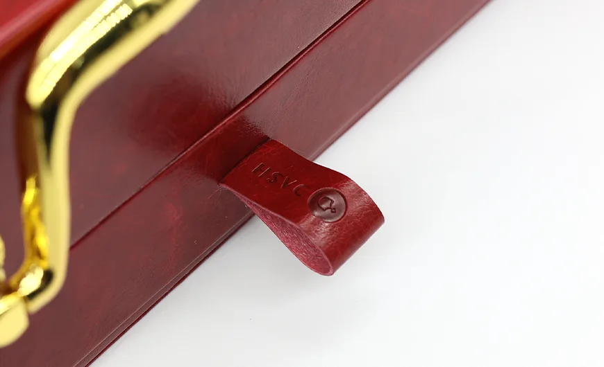 Large Luxury Red Leather Box Embossing PU Handle