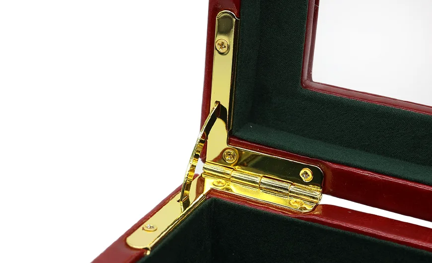 Small Luxury Red Leather Box Metal Hinge