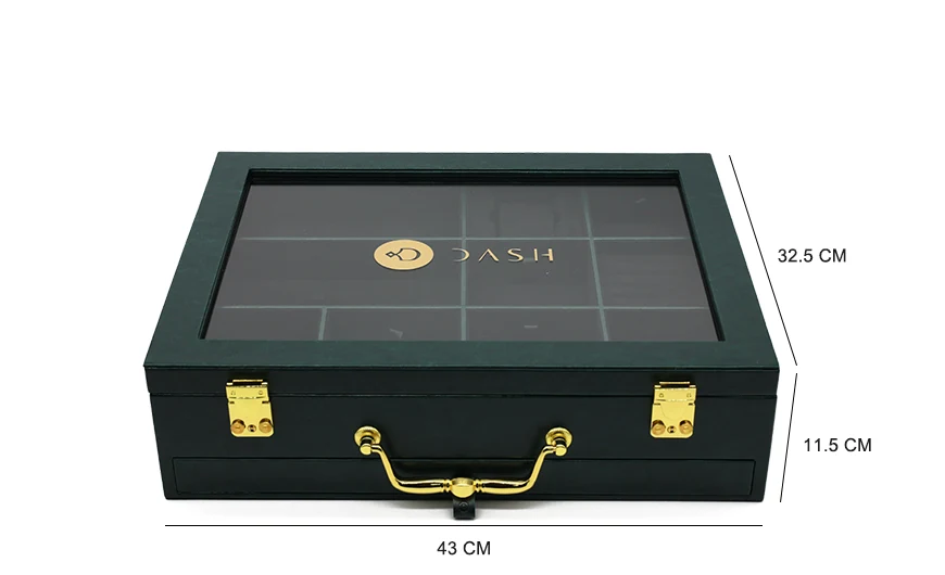 Medium Luxury Viridian Leather Box Three Dimension
