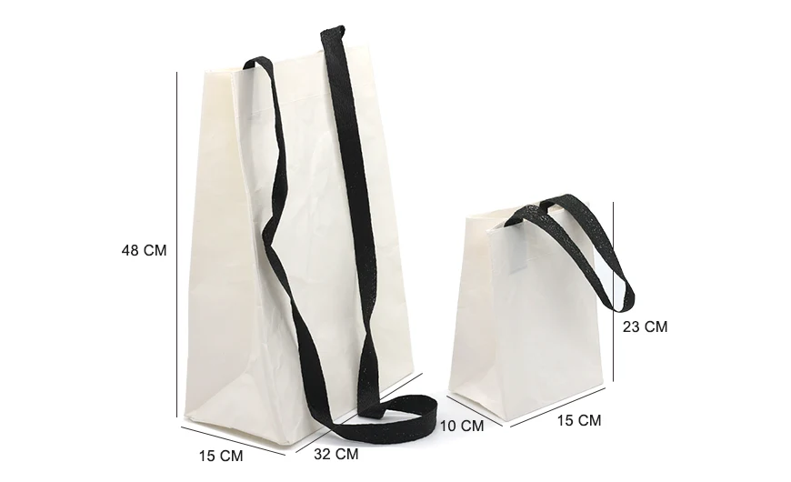 White Washable Wrinkles Kraft Paper Shopping Bags Each Size