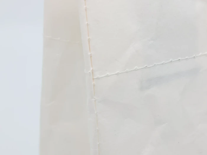 White Washable Kraft Paper Shopping Bags Sewing Detail
