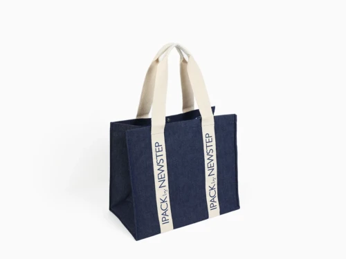 Dyed Denim Blue Cotton Book Tote Beach Bag