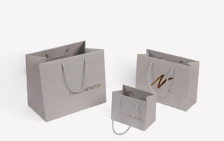 Bolsas de Compras de Papel Teñido en Batidor con Logo en Estampado en Caliente