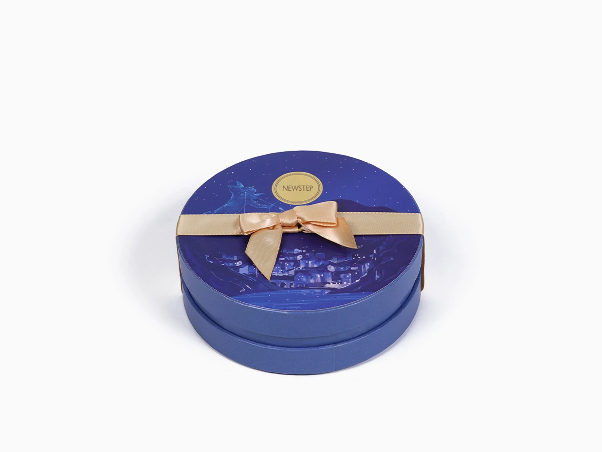 Chocolate Cupid Round Gift Box with Ribbon Closure