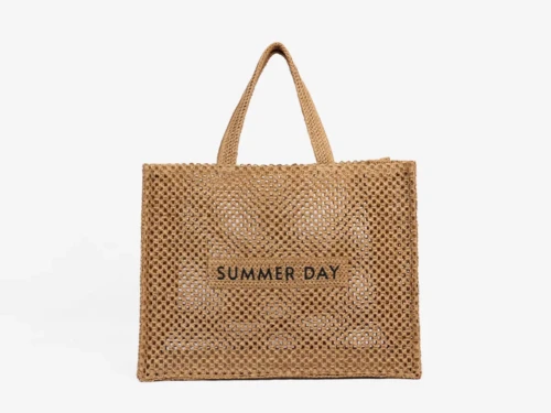 Straw Beach Bags with Summer Day Embroidered Logo